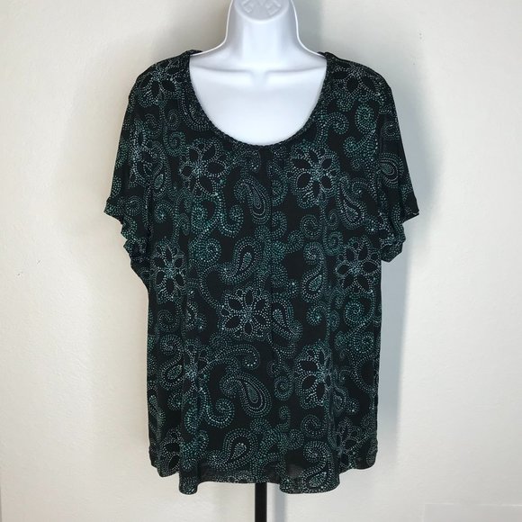 croft & barrow Tops - 👜Croft & Barrow S/S Blouse | Black/Green | Size 3X